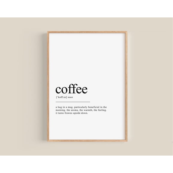 Coffee Definition Minimal Coffee Art, Unframed Paper Print Size 8x12
