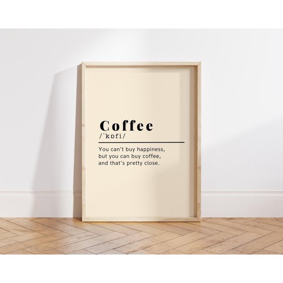 Coffee Definition Print: Minimalist Kitchen Wall Art (File), Poster Only