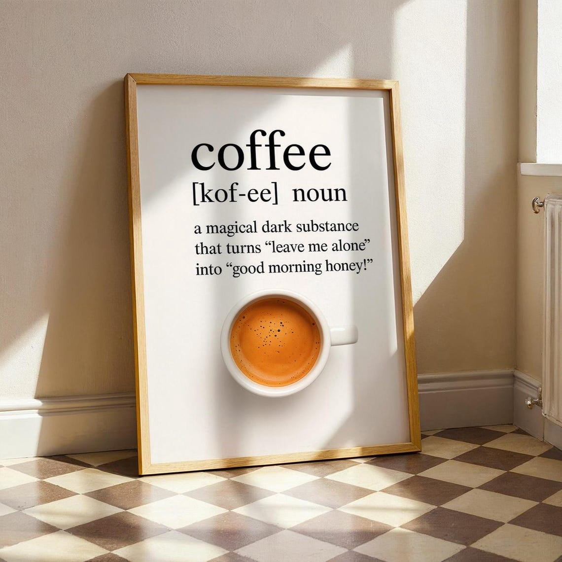 Coffee Definition Wall Art Print, Neutral Minimalist Espresso ...