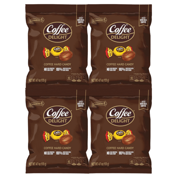 Coffee Delight Hard Candy Snack Party Favors Treats Stocking Stuffer Gifts on Birthdays Christmas Thanksgiving Holidays Halloween, 4.7 oz - Pack of 4