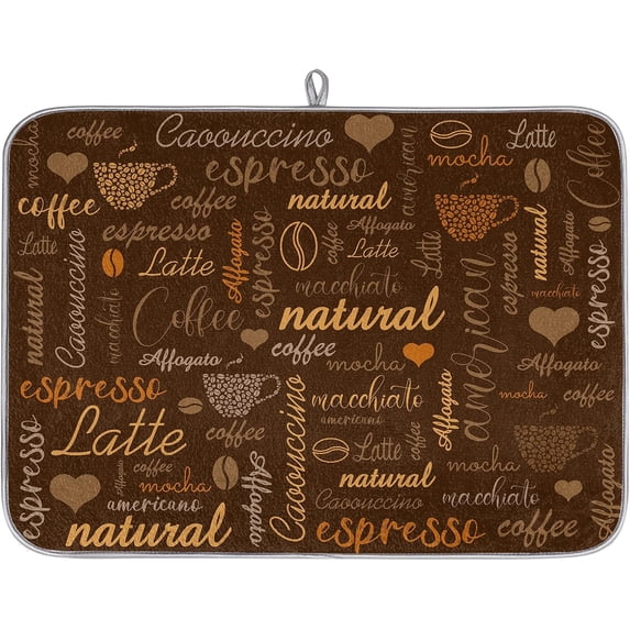 Coffee Dish Drying Mat - Countertop Mat, Quick Drying, 18"x24", Brown