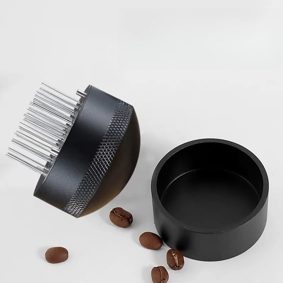 Coffee Distributor 51mm Needle With Stand, Professional Espresso Distributor, Coffee Powder Hand Tamper Stirrer Stirring Tool black