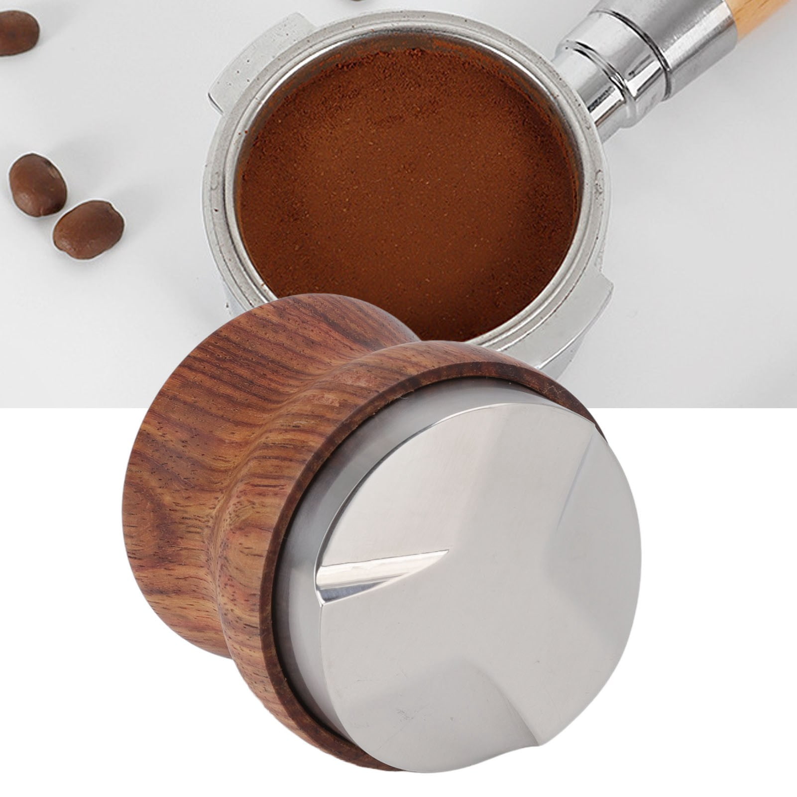 Coffee Distributor, Stainless Steel Coffee Distributor Rosewood Coffee Tamper Leveler For Coffee