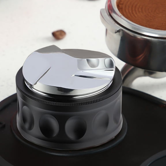 Coffee Distributor Tamper 2 in 1 - Adjustable Depth Stainless Steel Coffee Leveler, Easy-to-Use Powder Dispenser for Home Barista, Detachable & Easy Clean