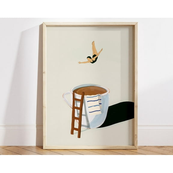 Coffee Diver Poster Print, Good Morning Coffee Poster, Coffee Lover Gift, Coffee Station Wall Art, Trendy Kitchen Wall Art Wall Art, Modern Wall Decor, 8x12 UNFRAMED