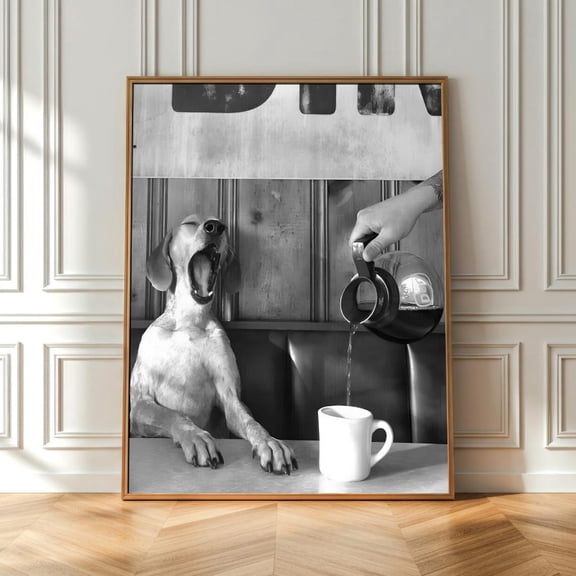 Coffee Dogs Vintage Wall Art Print, Unframed Paper Poster 8x10in