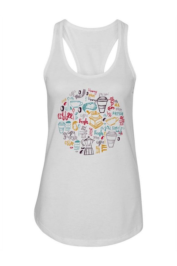 Coffee Doodles In Circle Tank Women -Image by Shutterstock, Female Medium