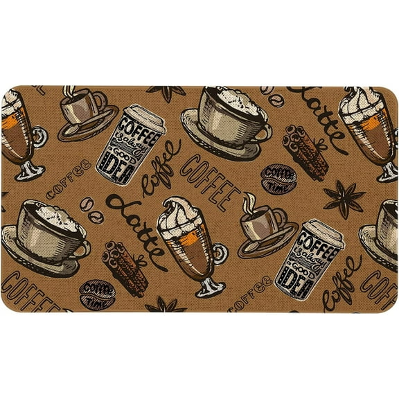 Coffee Door Mat Door Mat Decorate Rug, Kitchen Mats Non Slip Runner Rug Floor Mat Farmhouse Burlap Yard Outdoor Rustic Yard Low-Profile Floor Mat Kitchen Mat Bathroom Indoor Outdoor 17 x 30 Inch