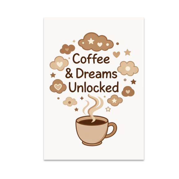 Coffee & Dreams Unlocked - Emotional Well-Being Art - 13x19 Poster Print