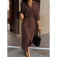 thumbnail image 1 of Coffee Dress, Long Sleeve Button Front Midi with Side Split, 1 of 4