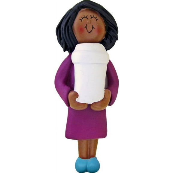 Coffee Drinker Female African-American Personalized Christmas Ornament DO-IT-YOURSELF