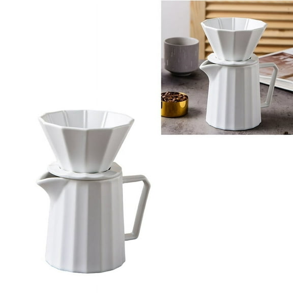 Coffee Drip Filter 1-2 Cups Ceramic Coffee Dripper Permanent Pour over Coffee Maker with Separate Stand for Filte 400ml