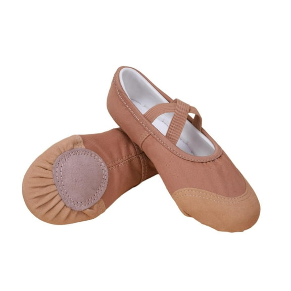 Coffee Elastic Lace Dance Shoes For Girls, Non-Slip Sole Ideal For Training And Performances