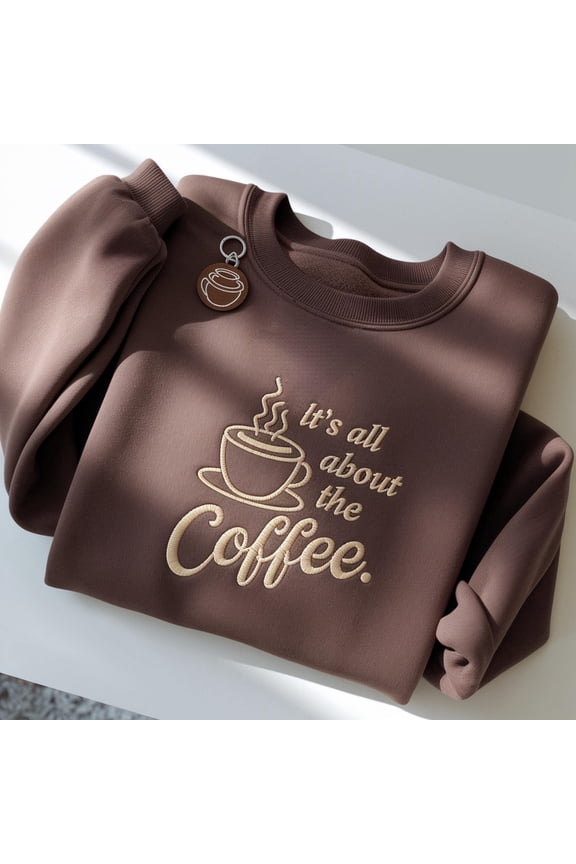 Coffee Embroidered Sweatshirt, Coffee Shirt, Ice Coffee Tshirt, Latte Lover Crewneck, Fall Coffee Sweatshirt