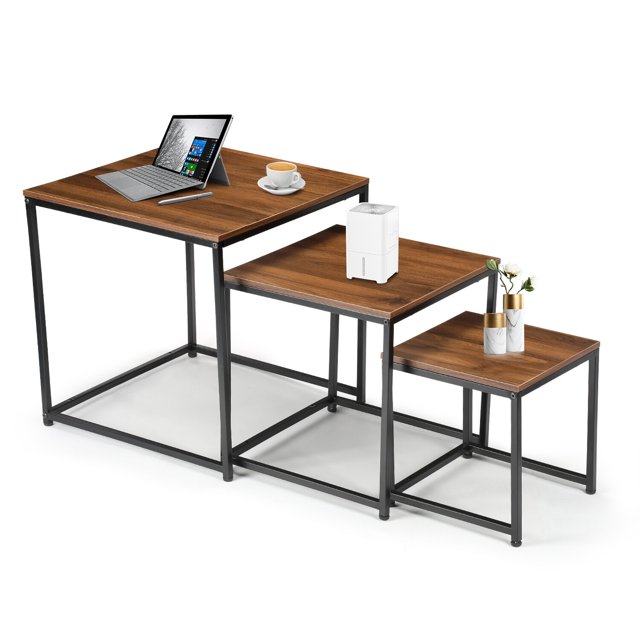 Coffee End Table Set of 3 for Living Room, Stacking SideTables, Easy