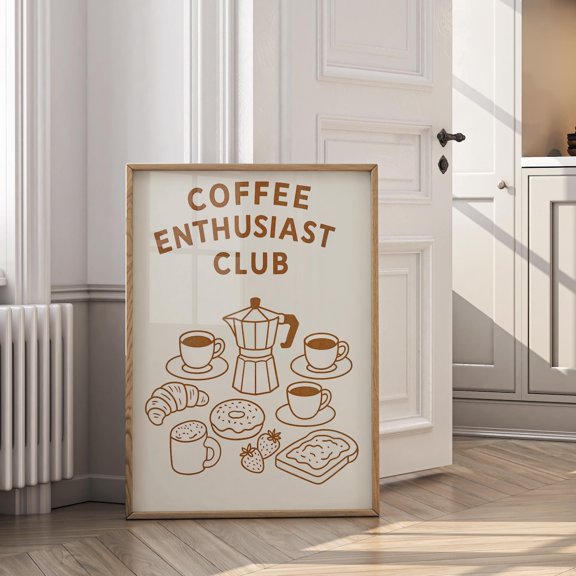 Coffee Enthusiast Club Cafe Kitchen Poster Unframed Paper Print