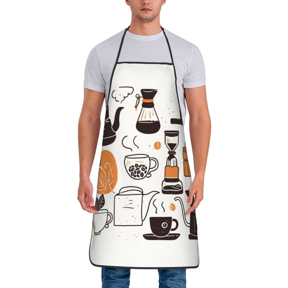 Coffee Espresso Maker Pattern Aprons for Women Men Waterproof For Kitchen Cooking BBQ Gardening Painting Mechanic