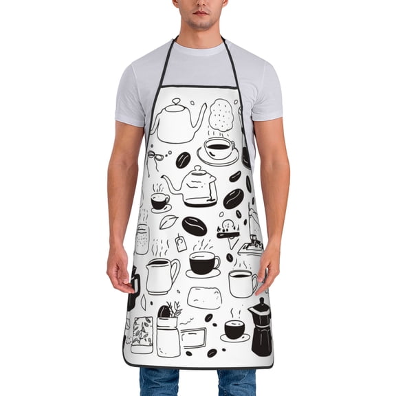 Coffee Espresso Maker Pattern Aprons for Women Men Waterproof For Kitchen Cooking BBQ Gardening Painting Mechanic