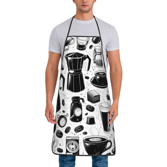 Coffee Espresso Maker Pattern Aprons for Women Men Waterproof For Kitchen Cooking BBQ Gardening Painting Mechanic