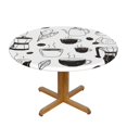 thumbnail image 1 of Coffee Espresso Maker Pattern Round Fitted Tablecloths Table Covers Wipeable Waterproof Elastic for Kitchen Dinning Parties Wedding Picnic Small Fits 40-44 Inch Table Size, 1 of 1