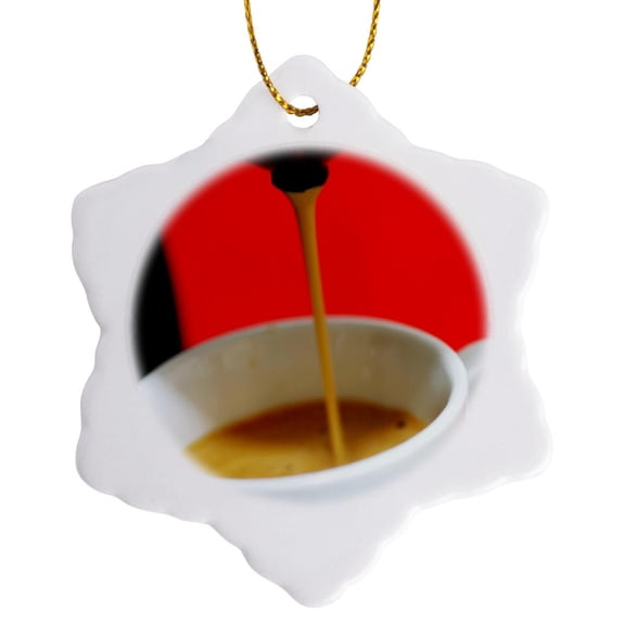 3drose, Coffee Express, Café - Li11 Pri0003 - Prisma, 3 inch Snowflake Porcelain Ornament