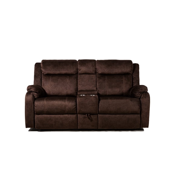 Coffee Fabric Manual Recline With Inner Console Dimensions 11 X 10 6h And Drawer