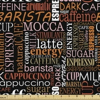 Ambesonne Coffee Fabric by the Yard Upholstery, Colorful Typography Art, 10 Yards, Multicolor