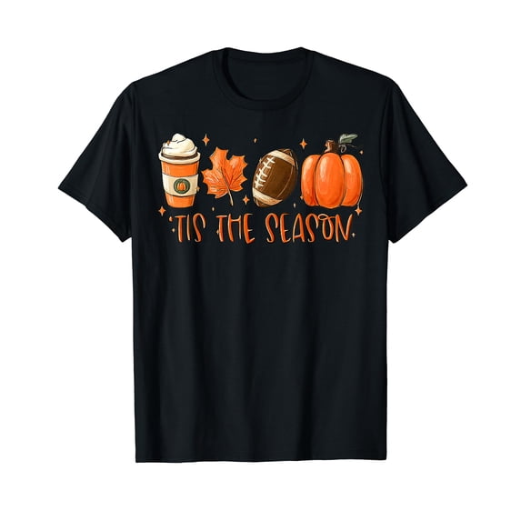 Coffee Fall Football Pumpkin And Halloween Spooky Season T-Shirt