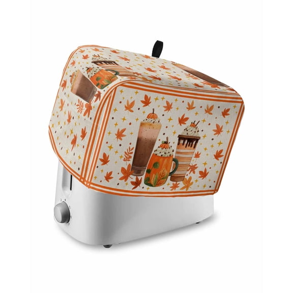 Coffee Fall Small Toaster Cover 2 Slice, Kitchen Appliance Covers, Autumn Maple Leaves Rustic Toaster Oven Cover with Loop, Bread Machine Cover Polyester Dust Cover Protection