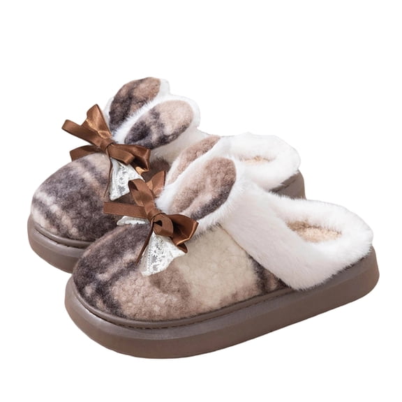 Coffee Females Stylish Thick Soled Bow Accent Flat Soled Essential Outdoor Use Fall Winter Home Trendy Sandals For Everyday Use