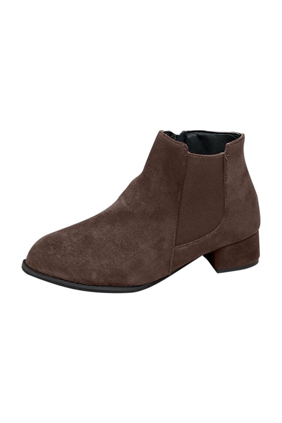 Coffee Feminine Ankle Boots With Pointed Toe Side Zipper And Low Heel For Winter Season Comfortable And Practical