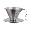 thumbnail image 1 of Coffee Filter Cone Stainless Steel Hand Drip Pour Over Coffee Funnel with Spiral Ribs Dishwasher Safe V-Shaped Coffee Filter for Most Coffee Makers Camping Home Brewing, 1 of 8
