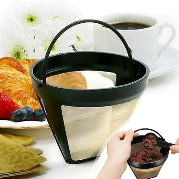 Coffee Filter,High Temperature Nylon Filter Screen,Reusable Filter for Coffee Tone Basket 10 12 14 Cup - Eco Friendly Coffee Filters Reusable - No.4 Cone Style Replacement Permanent(1pc 5in)