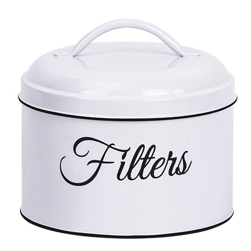 Coffee Filter Holder, Basket Coffee Filter Storage with Lid, Round