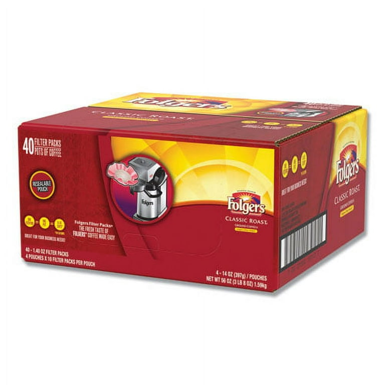 Coffee Filter Packs, Classic Roast, 1.4 oz Pack, 40/Carton