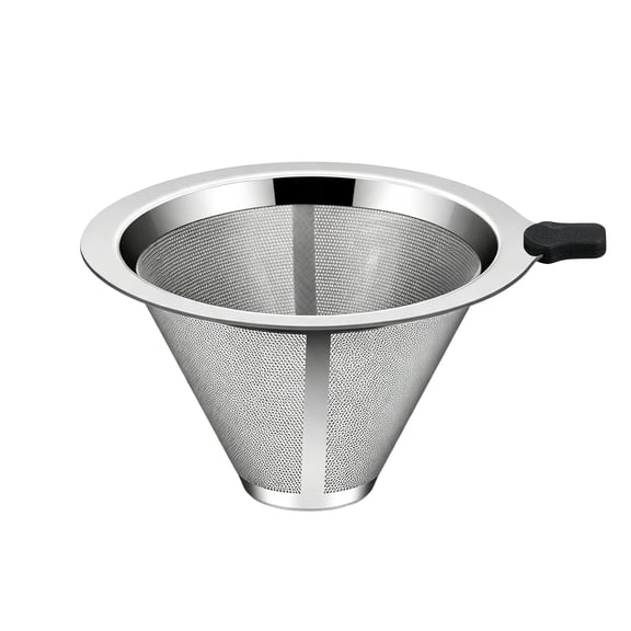 Coffee Filter Reusable Stainless Steel Pour Over Coffee Dripper Cone Strainer, Double Layer Mesh Dripper, 300 Fine Mesh, No Paper Filters Needed, Fits Most Cups and Servers