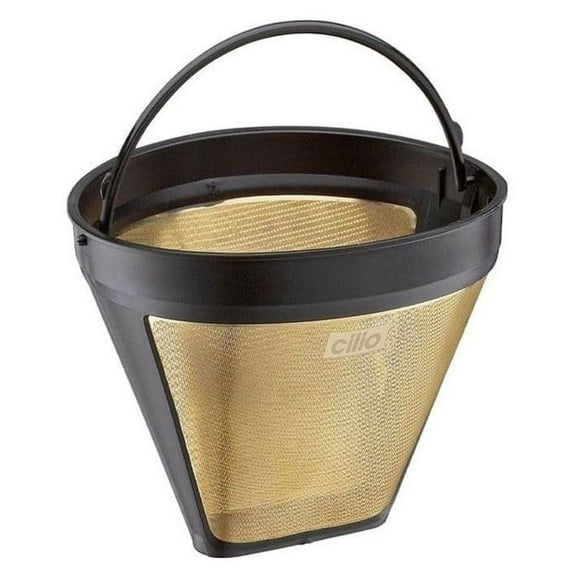 Coffee Filter Size 4 Permanent - 24K Gold Plated Reusable Coffee Filter - Fits Most Coffee Makers - No Paper Filters Needed - Hand Wash Only