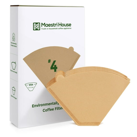 Coffee Filters, #4 Cone Coffee Filter 8-12 Cup, Unbleached Natural Brown, 100 Count