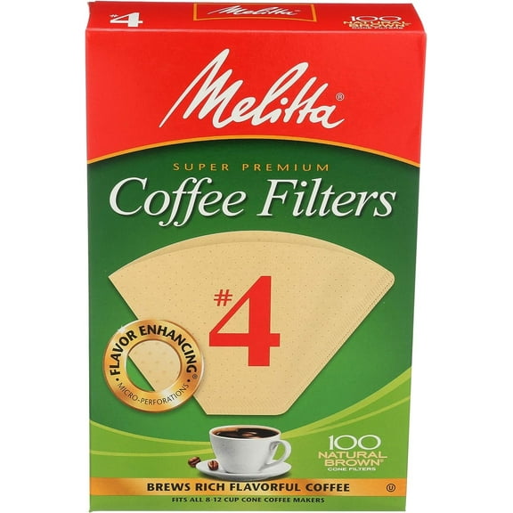 Coffee Filters Natural Brown Paper, Cone Style, 8 to 12 Cups, 100 count