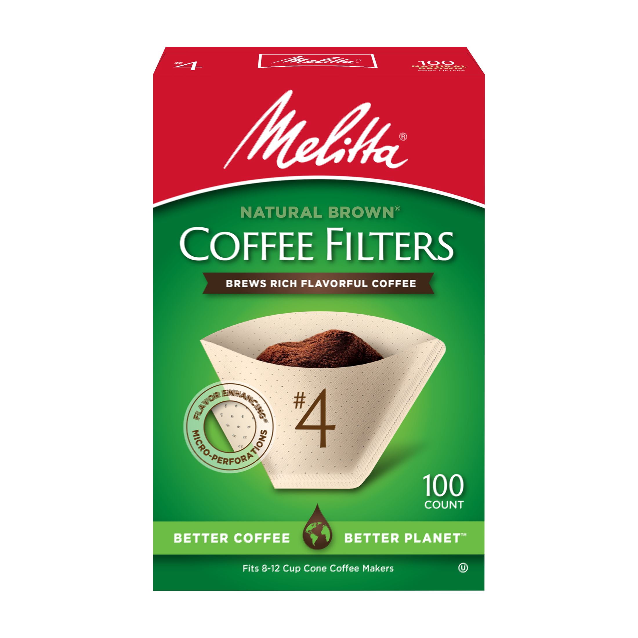 Coffee Filters Natural Brown Paper, Cone Style, 8 to 12 Cups, 100 count