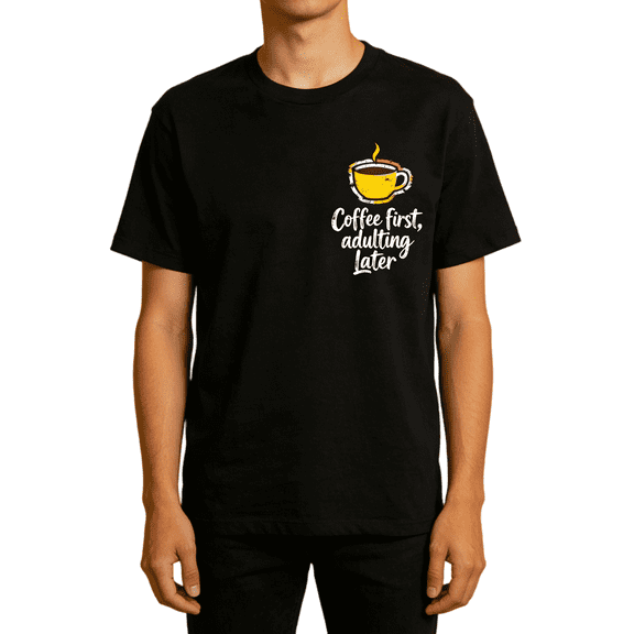Coffee First, Adulting Later – Funny Coffee Lover T-Shirt for Adults