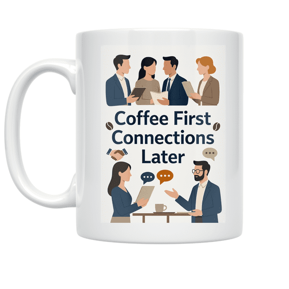 Coffee First Connections Later - Networking Professional - 11 oz Ceramic Coffee Mug