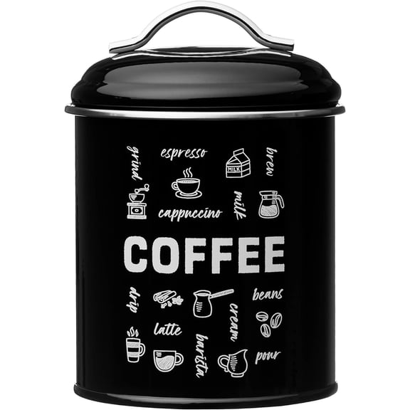 Coffee Fix Metal Coffee Canister | Bl Metal Storage Container with Handles | 36 Ounce Capacity | Coffee Canister with Lid for Kitchen Countertop