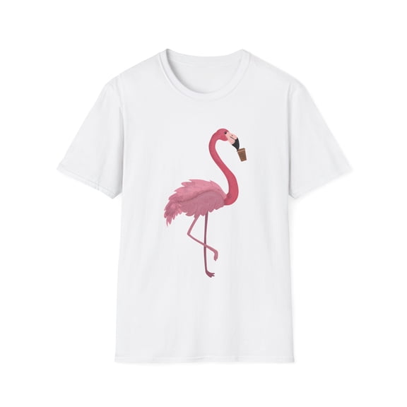Coffee Flamingo Bird Lover Gift | Pink Flamingo Gift For Her | Coffee | Womens Clothing Unisex Softstyle T-Shirt