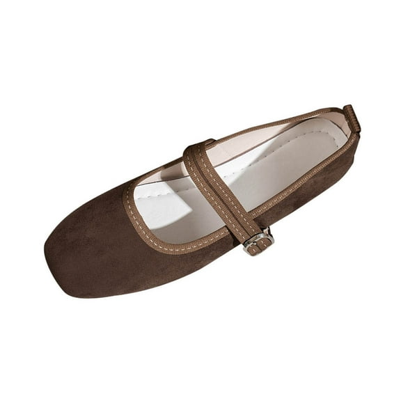 Coffee Womens Loafers Low Heel Casual Spring And Summer Outdoor Indoor Comfortable Breathable Solid Color Buckle Soft Sole Flat Shoes Size 41