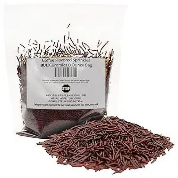Coffee Flavored Sprinkles BULK Jimmies 8 Ounce Bag- Edible Cake Cupcakes Dessert & Ice Cream Topping-Cafe Or cappuccino Candy-Caffeine Free