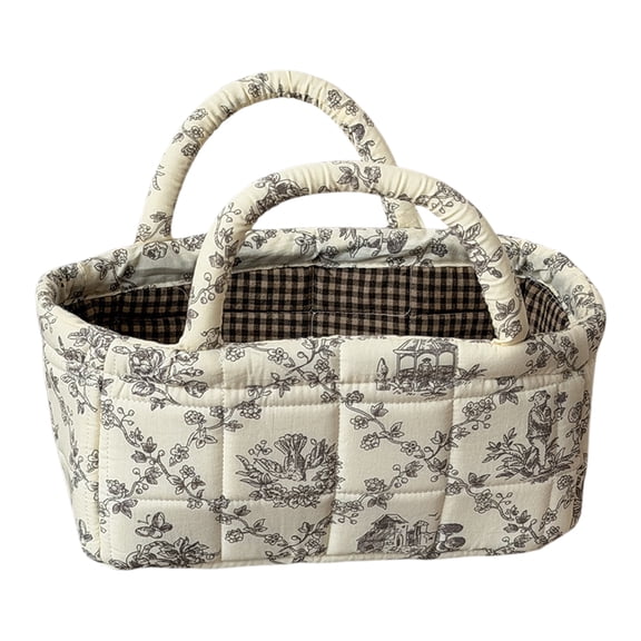 Coffee Flower Boho Fabric Storage Basket, Collapsible Clothes Storage Bucket, Large Capacity Foldable Laundry Hamper for Nursery Bedroom Laundry Room (Coffee Flower)