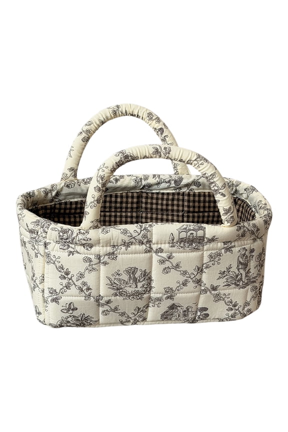 Coffee Flower Boho Fabric Storage Basket, Collapsible Clothes Storage Bucket, Large Capacity Foldable Laundry Hamper for Nursery Bedroom Laundry Room (Coffee Flower)