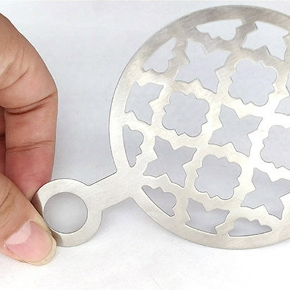 Coffee Flower Pulling Template Set, Fancy Bread Treats Sprinkle Pad, Milk Tea DIY Making Tool, Metal Stencil for Coffee Decoration, Easy to Clean