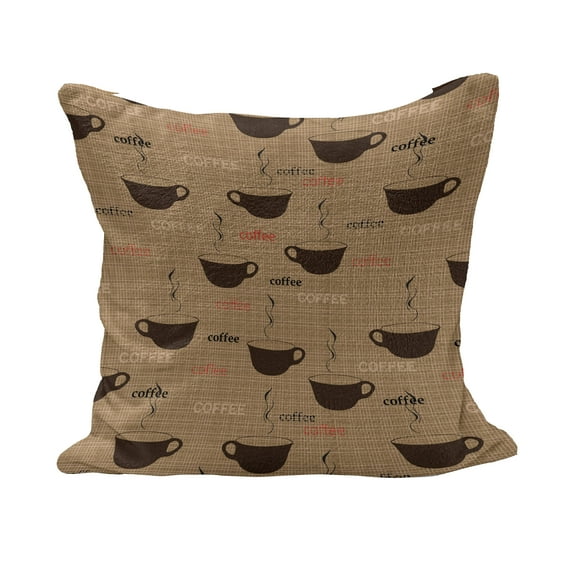 Coffee Fluffy Throw Pillow Cushion Cover, Coffee Cups in Earthen Tones Fresh Espresso Latte Drink Caffeine Image, Decorative Square Accent Pillow Case, 20" x 20", Chocolate Pale Brown, by Ambesonne